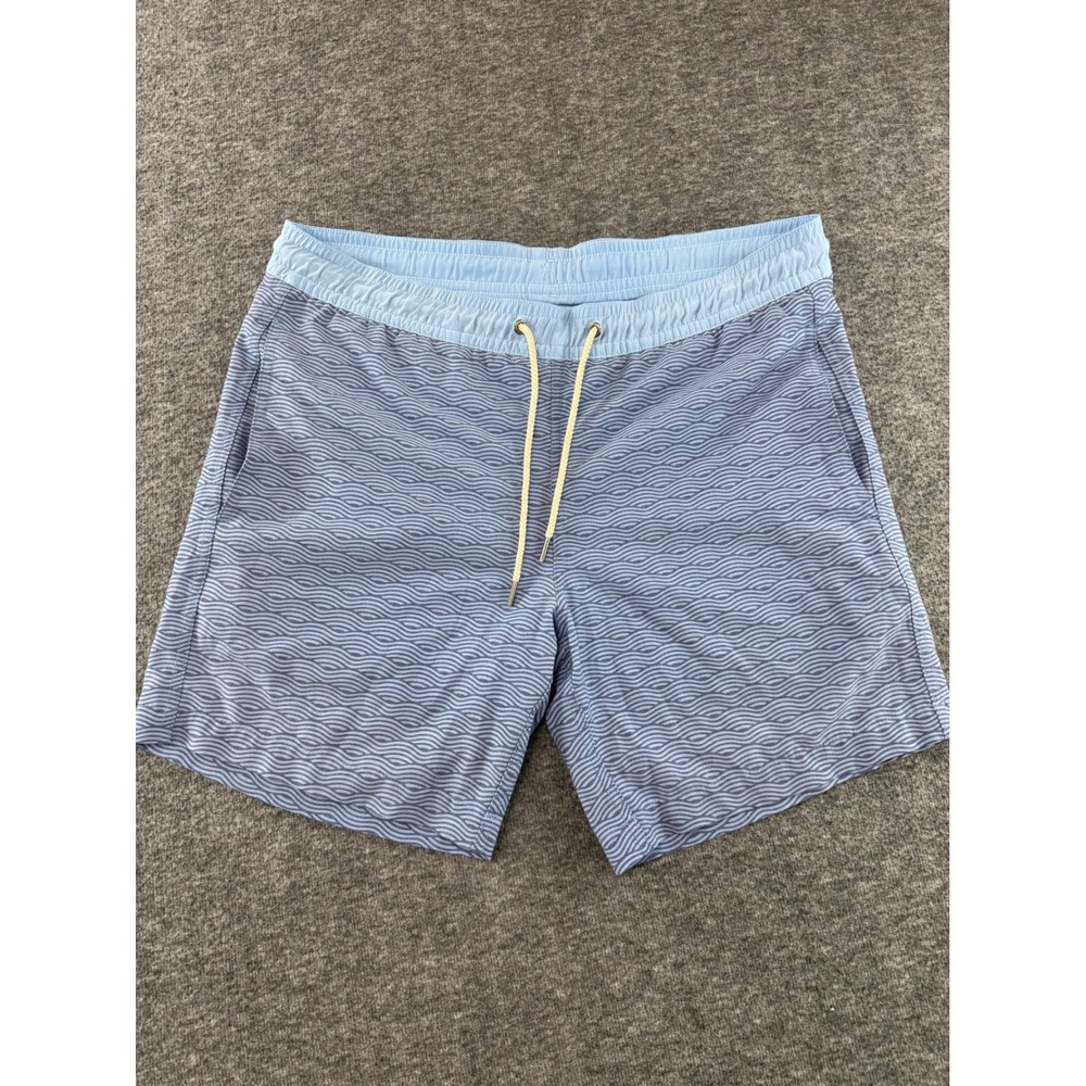 Fair Harbor Mens The Anchor Swim Trunks Blue Wave Pattern Size M- 7 Inch Inseam